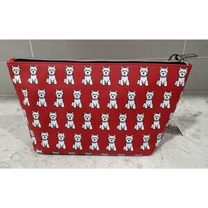 NEW Marc Tetro West Highland Terrier Red Cosmetic Bag Westie Makeup Pouch Scotty